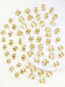 60件套四季通用多款式发圈套装 - 多功能可调节合金发箍，波西米亚风发饰，适合女孩的脏辫、辫子和扭辫 - 金色 - 查看 5