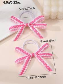 2pcs/10pcs Girls Polka Dot Ruffle Bow Hair Scrunchies Set, Suitable For Daily Decoration - 彩色 - 查看 11