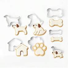 7pcs Dog Bone Shaped Cookie Cutter Set, Includes Dog Bone, Paw Print, Puppy, Poodle And Dog House Shaped Stainless Steel Cookie Cutters, Cute Fondant Cake Molds - Silver - View 13