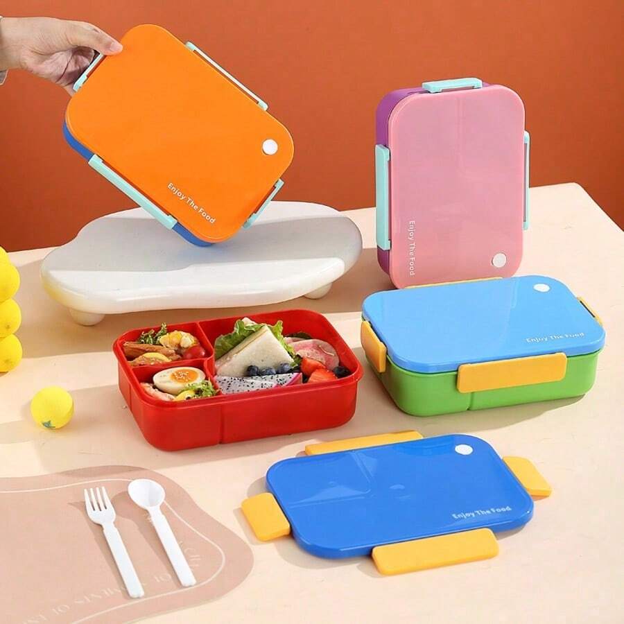 1450ml Adult Lunch Box With Compartments, Leak-Proof Bento Box With Utensils, Suitable For Office And School Lunch, Microwave , Back To School - Multicolor - View 1