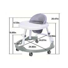 CHIQUERID Multifunctional Baby Walker, Foldable Anti-Rollover Infant Walker, Adjustable Height Baby Activity Walker , Prevent O-Shaped Legs (Grey) - Grey - View 2