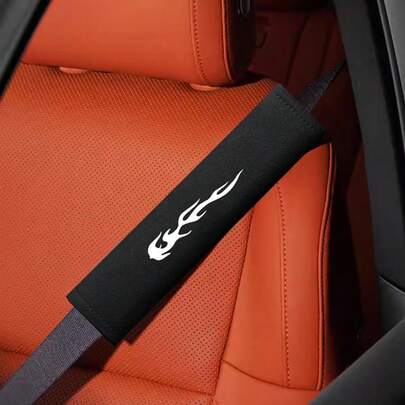 1 pieza Almohadilla para el hombro del cinturón de del automóvil, cojín bordado para el cinturón de automotriz, regalo de moda para la novia y la familia, diseño de patrón de llama, ajuste universal para todos los vehículos, accesorio para el interior del automóvil