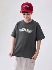 Balabala Top holgado y cómodo para niños con estampado de exploración espacial - gris oscuro - Ver 4