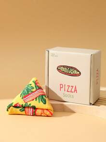 1 Pair New Interesting Multi-Color Pizza Print Mid-Calf Socks Gift Box, Spring/Summer Unisex Sports Socks, Imaginative Food-Inspired Creative Design, Knitted Fabric, Long & Thick Soft & Comfortable, Perfect Gift For Birthday, Valentine's Day, Easter, Festival, Carnival, Dates, Parties, Holidays, Unique Fashion Quirky Abstract Daily Casual Wear Socks, Food-Themed Outfit, Suitable For All Seasons, Great Gift For Couples, Friends, Vacation, Outdoor Sports, Gym, Home, Office, Etc. - Yellow - View 7