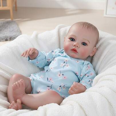 45厘米逼真重生娃娃，18英寸全身柔软硅胶乙烯基女孩娃娃，3D彩绘肌肤，血管清晰可见，乙烯基四肢，手工绘制逼真头发，手工艺术娃娃 - 收藏级艺术娃娃，圣诞节/生日/感恩节礼物