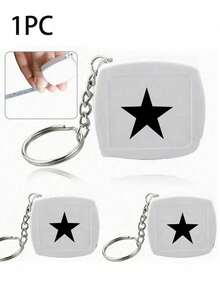 1pc, Retractable Tape Measure Keychain - 1 Meter/3 Feet,Star Pattern, Daily Use And Birthday Parties - Includes Sliding Lock - Essential Apartment And Back To School Supplies - A - View 3