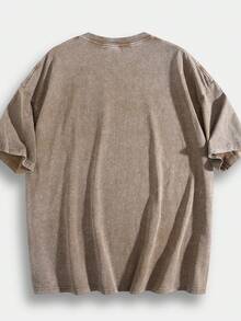 Black Vintage Washed Smi Ley Face T-Shirt | Pink Checkered Grid Graphic Tee | 100% Cotton Oversized Streetwear - Coffee Brown 03 - View 2