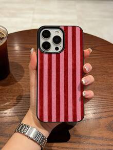 适用于 17/16/15/14/13 Pro Max 的红粉竖条纹手机壳 - 防震软壳 - 黑色 - 查看 1