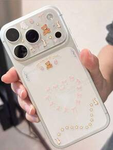 Cute Phone Lens Protection Film Mobile Phone Lens Protection Film + Cute Little Bear Stickers DIY Decorative Stickers Backing Material For IPhone 17/16 Pro/Pro Max Compatible With Tempered Glass Film And Soft Protection Film Spring Gift - Multicolor - View 3
