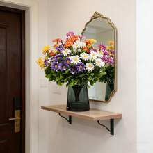 5pcs 32cm Artificial Chrysanthemum Flowers, Fake Floral Decor For Home, Wedding Decoration, Chrysanthemum Room Decor, Green Leaf Wreath Center Decor, UV-Resistant Artificial Ivy Wreath, Suitable For Wedding Arch, Wall Decor, Outdoor Party, Indoor & Outdoor UV Protection, Autumn Decoration - Multicolor - View 6