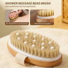1pc Dry Body Brush, Natural Boar Bristle, Exfoliating Body Brush, Anti-Cellulite Bath Brush With Massage Nodules, Suitable For Dry Skin, Promotes Blood Circulation And Lymphatic Drainage - Multicolor - View 3