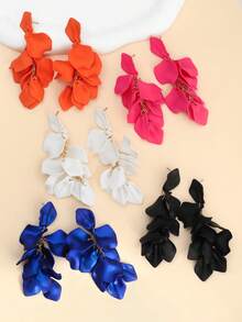 1对时尚花瓣流苏花朵耳环，休闲海滩度假风 - 彩色 - 查看 1