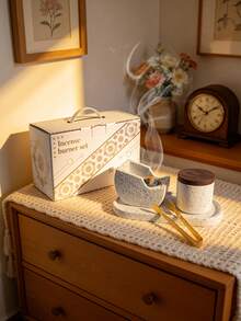 Juego de quemador de incienso de resina - Decoración premium, empaque de caja de regalo exquisito, regalo ideal para el hogar y las vacaciones de Oriente Medio - Multicolor - Ver 3