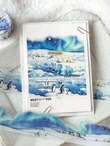 MOCARD 1卷2米冬季雪景和纸胶带，创意美学贴纸，DIY装饰剪贴簿工艺材料，节日礼物，个性化剪贴簿学校文具 - 4.北國極光 - 查看 2