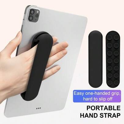 Universal Suction Cup Tablet Hand-Strap Anti-Loss Silicone EReader Holder Solid Color Non-Slip Fixed Belt