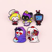 可爱动漫人物珐琅徽章 卡通动物胸针 翻领别针 徽章 背包服饰配饰 时尚珠宝礼品 - 黑色 - 查看 4