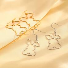 一对优雅镂空兔子耳环，可爱兔子新娘耳环，迷人复活节耳环 - 彩色 - 查看 6