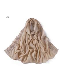 1件装女士蝴蝶花朵刺绣雪纺头巾，柔软透气，用途广泛，穆斯林防晒头巾，简约百搭，适合日常佩戴，四季皆宜。 - 多色-蝴蝶花朵繡花 - 查看 15