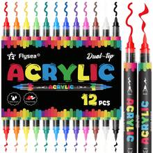 12/24 Colors Double-Ended Acrylic Marker Pens, Student & Professional Soft Brush Tip Painting Markers, Durable High-Quality Art Markers, Blendable Quick-Dry Coloring Pens, Non-Bleed Graffiti Pens, Highlighters, Hand-Drawn Pens, Watercolor Pens, Holiday Card Painting Supplies - Double-headed Straight Liquid Marker Pen - View 11