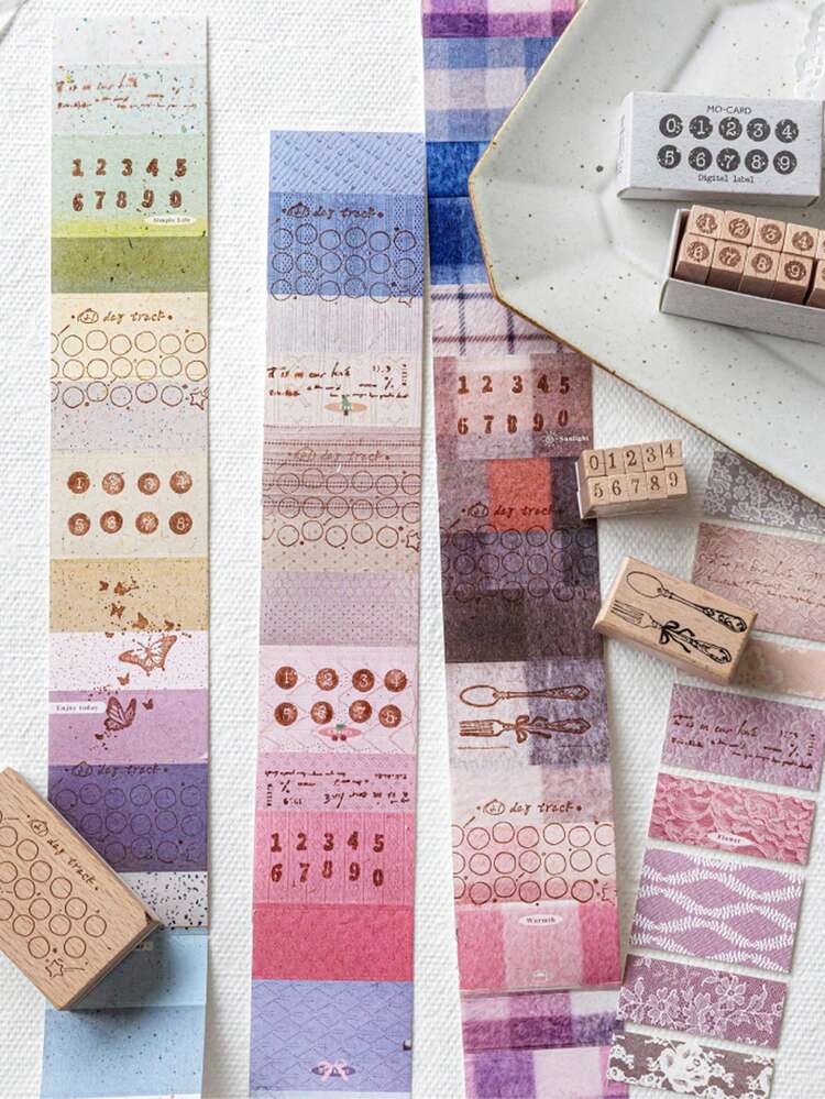 MOCARD 1 Rollo de 2m de Cinta Washi de Tela a Cuadros, Pegatina Creativa Retro y Estética, Material Decorativo DIY para Collage, Regalo de Vacaciones, Suministros Escolares Personalizados para Scrapbooking - 4. Palabras suaves y gentiles - Añade 2