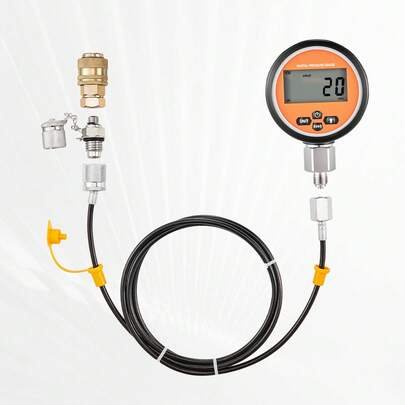 Kit de couplage d'essai de pression hydraulique numérique, jauge de pression 10 000 PSI manomètre testeur avec 1 jauge, 1 couplage d'essai, 1 raccord à dégagement rapide et 1 tuyau pour pelle mécanique et machinerie de construction