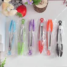 1pc Mini 7-Inch Nylon Heat Resistant Kitchen Food Tongs, Suitable For Cooking, Serving Food, Grilling, BBQ, Salad, Kitchen Gadgets, Baking Tools - Multicolor - View 11