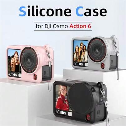 Case For D.JI Osmo Action 6 Silicone Cover With Lens Protective Cap For D.JI Osmo Action6 Anti-Scratch Protector Shell Accessories