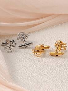Customized Initial Cufflinks, Premium Cufflinks, Groom Wedding Gift, Perfect For Boyfriend, Valentine's Day, Christmas, New Year Gift - Gold-style 3 - View 7
