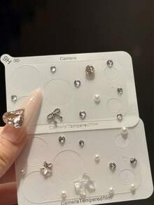 Luxuruy Rhinestone 3D Bowknot Pearl Camera Protector Compatible With IPhone 17 Pro Max 17Pro Lens Film Compatible With IPhone17 Pro Clear Full Cover Case - Bowknot Diamond - View 2