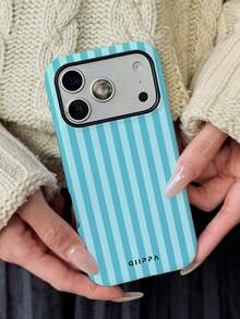 1pc Mint Green Striped Pattern Phone 17 Pro Max Case, Suitable For Phone 16 Pro Max, 15 Pro Max, 14 Pro Max, Korean Stylish And Interesting Phone Case, Compatible With 11/12/13/14/15/16 Pro Max Plus, Elegant Design For Both Men And Women, Ideal Gift For Christmas, Valentine's Day, Easter, Wedding Season And Birthday For Girlfriend - Multicolor - View 2