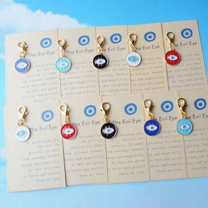 5'li/10'lu Set Gizemli Nazar Boncuğu Düz 2D Anahtarlıklar, Temalı Partiler, Yıldönümleri ve Aile ve Arkadaşlar İçin Hediye Olarak İdealdir