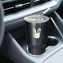 30oz Stainless Steel Tumbler Black White Options,  Colorful Bunny With Rainbow Ears And Text Graphic Cups, Insulated Travel Coffee Mug With Lid And Straw , Double Wall Vacuum Reusable Travel Cups, Funny Birthday Party Gift For Women & Men - 黑色 - 查看 2