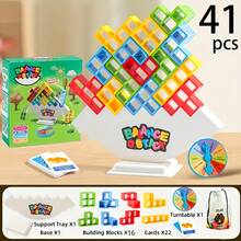 Juego de la Torre de Equilibrio: 41-57 piezas/set, Divertida Versión de Apilamiento para Escritorio| Juego de rompecabezas para reuniones familiares y entretenimiento en viajes, juego para jugar en familia, Jenga, juego de cartas V Gravity, juegos de mesa - 41 piezas/juego - Ver 5