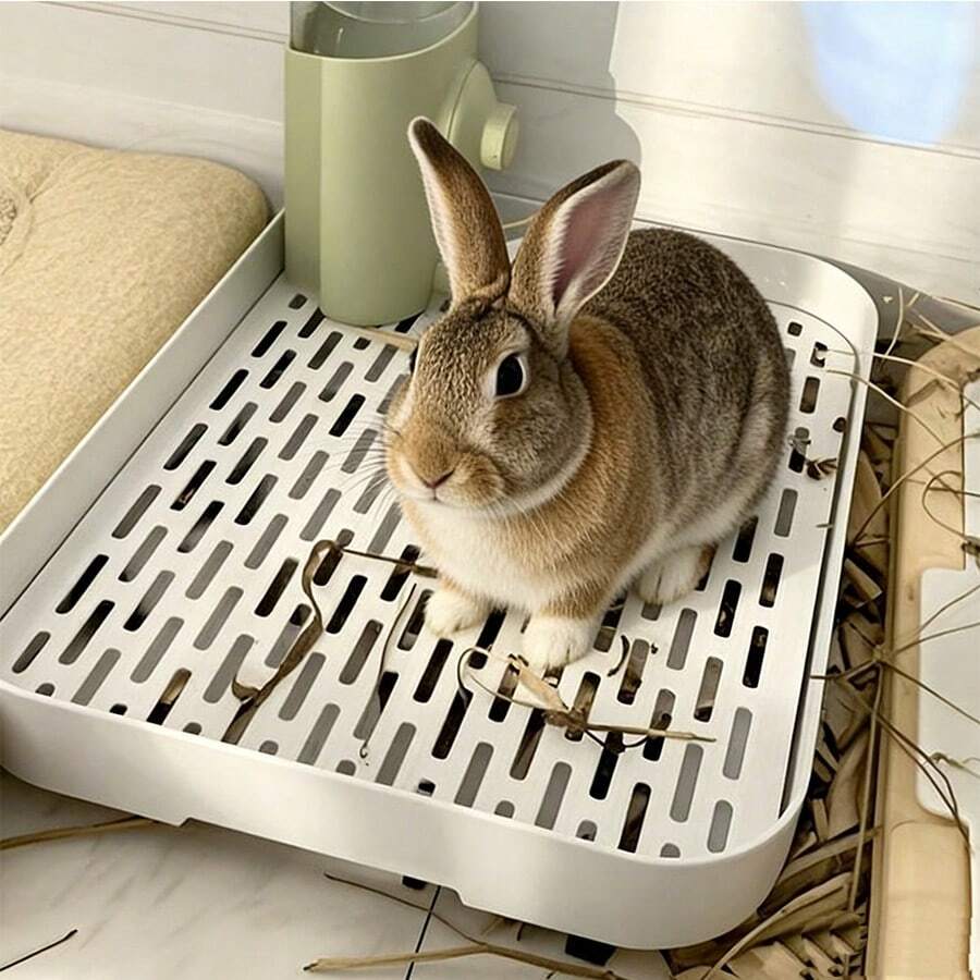 1pc Grid Design Guinea Pig Litter Box, Rabbit Training Cage With Toilet Tray, Suitable For Hamsters, Ferrets, Rabbits And Other Small To Medium Pets