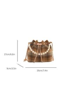 Dedoo Women's Minimalist Chain Strap Plaid Crossbody Bag - Brown - View 3