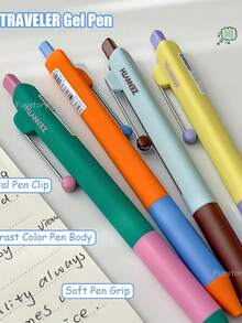 2支超极简中性笔 0.5mm IG风格 高颜值速干笔 高级时尚款 适用于学习、办公和签名 - 彩色 - 查看 5