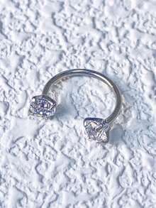 20G(0.8mm)/18G(1.0mm) Aro de nariz de herradura de 8mm con gemas roscadas internamente y soporte de bola gratis - Plateado - Ver 16