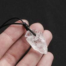 1件天然黑曜石箭形宝石吊坠和透明石英羽毛项链，男士款——独特水晶首饰，父亲节母亲节礼物 - 箭頭吊墜皮繩 - 查看 11