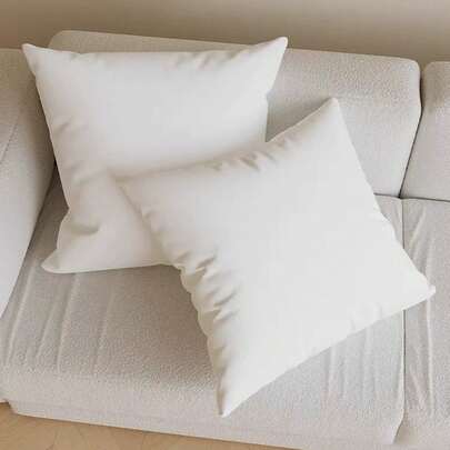 1个柔软白色绒毛枕套，18x18英寸，多种尺寸可选，拉链封口，适用于汽车座椅装饰、农舍风格方形软垫套、户外露台椅垫、酒店床装饰抱枕套、客厅沙发、卧室、汽车等家居装饰，不含枕芯