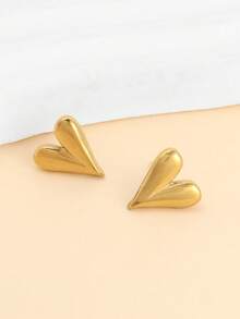 1 Pair Minimalist Heart Shaped Earrings, Versatile Daily Wear Jewelry For Women - Multicolor - View 5