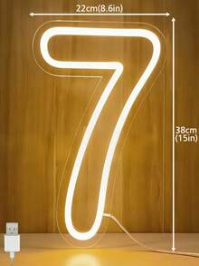 0-9 Number LED Neon Light, USB Powered, Birthday Wedding Party Wall Decor Light - 彩色 - 查看 9