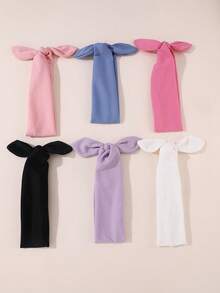 6pcs/Set Women's Minimalist Solid Color Hair Accessories, Rabbit Ear Headbands, Suitable For Daily Wear And Vacation In Spring/Summer Summer Beach Hair Bands - Multicolor - View 4