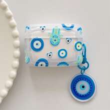 恶魔之眼设计，兼容苹果4蓝牙耳机盒，适用于Pro 3/Pro 2/Pro（不含耳机） - 藍色 - 查看 9