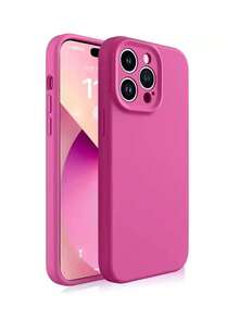 1pc Liquid Silicone Shockproof Phone Case For IPhone17 16 12 13 15 14 Pro Max Plus 17Pro Max Camera Protection Soft Cover - Dragon Fruit Color - View 2