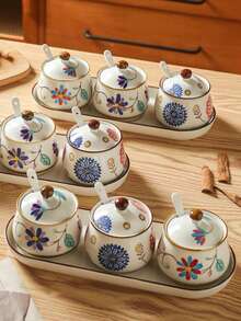 1个中式陶瓷调味罐，家用厨房调料罐套装，辣椒油锅和猪油锅 - 查看 10