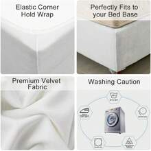 DUJUIKE Velvet Sofa Bed Skirt, Elastic Wrap Around Bed Frame, Easy Installation, Replacement For Traditional Bed Skirt - White - View 3