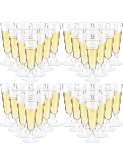 5/10/20/25/30/50/100pcs High Quality Reusable Champagne Flute Set, Suitable For Various Occasions Like Parties, Weddings, Birthdays, Valentine's Day, Mother's Day, Etc. (Champagne Glasses, Party Cups, Birthday Cups)