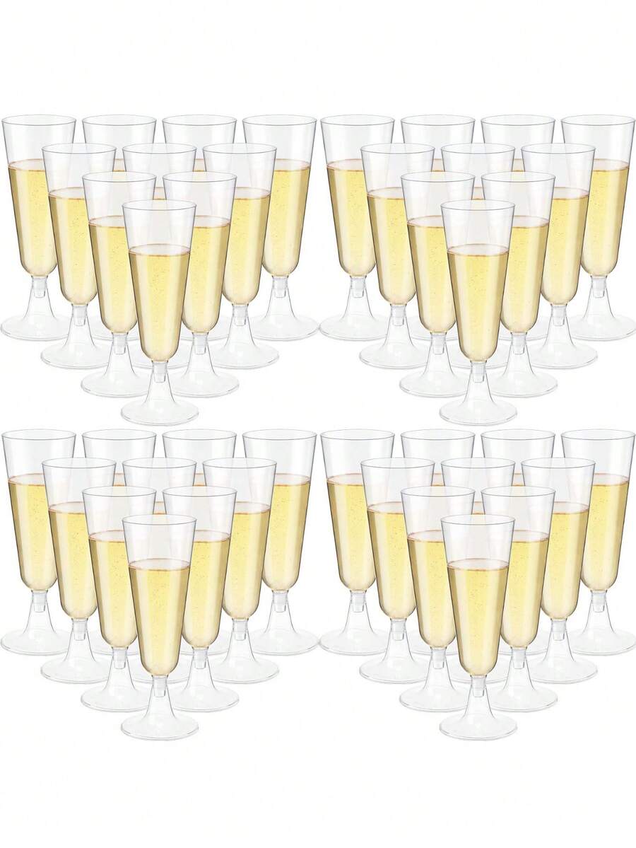 5/10/20/25/30/50/100个装高品质可重复使用香槟杯套装,适用于各种场合,如派对、婚礼、生日、情人节、母亲节等。(香槟杯、派对杯、生日杯) - 查看 1