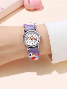 1pc New Cartoon Cute Unicorn Quartz Watch, Durable TPU Strap, Ideal Back To School Or Birthday Gift - Multicolor - View 7