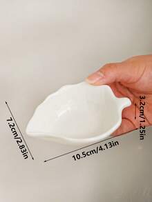 1个/2个/4个装简约白色陶瓷叶形酱汁碟，厨房醋酱油调味碟，骨瓷开胃菜碟 - 白色 - 查看 2